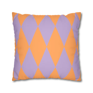 Reversible Purple Harlequin Pillow Cover