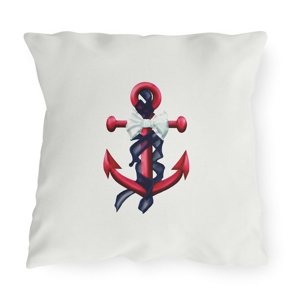 Patriotic Red Nautical Anchor Outdoor Indoor Accent Pillow