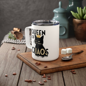 Queen of Chaos Black Cat Funny Insulated Travel Mug 10oz