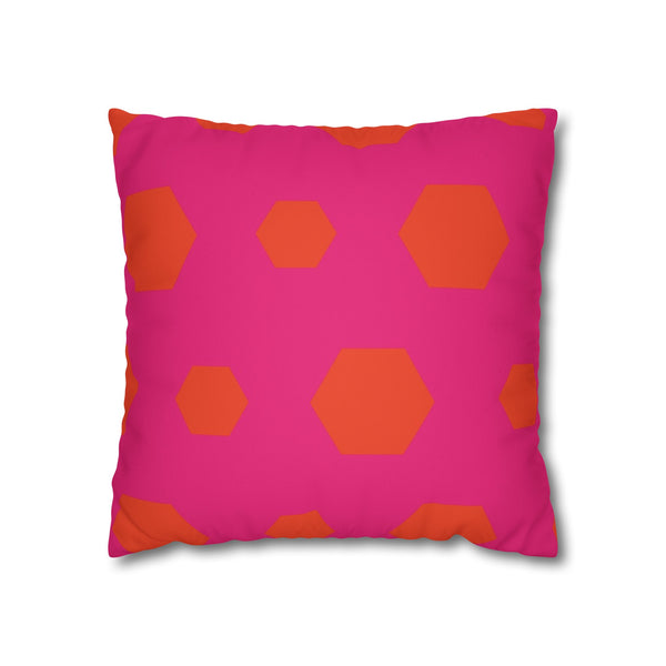 Pink & Orange Reversible Faux Suede Pillow Cover