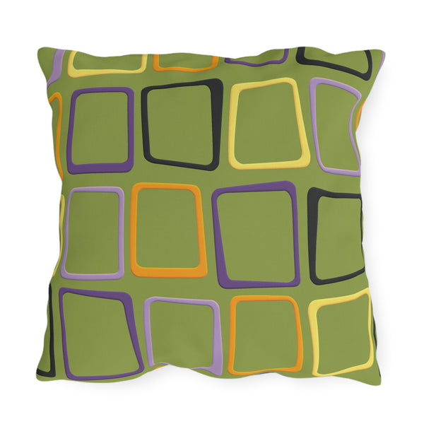 Mid-Century Modern Green Indoor Outdoor Throw Pillow