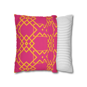 throw pillow with 'Pink & Yellow Geometric Cover' design