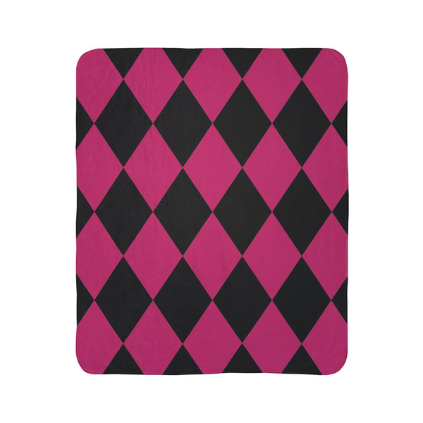 Pink and Black Diamond Soft Sherpa Throw