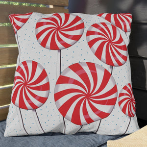 throw pillow with 'Candy Cane Reversible Christmas' design