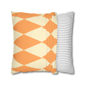 Reversible Orange Harlequin Pillow Cover