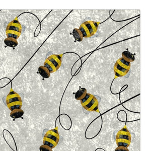 Soft sherpa blanket with 'Buzzing Bees Spring Summer Decorative Throw' design