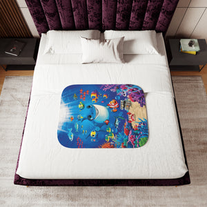 soft sherpa blanket with 'Under the Sea | Newborn & Toddler' design