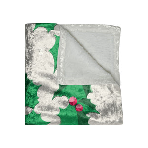 Pastel Christmas Throw Soft Blanket Pink & Green Ivy