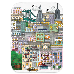 Whimsical New York City Soft Sherpa Baby Blanket