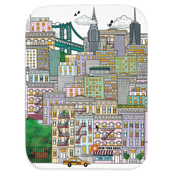 Whimsical New York City Soft Sherpa Baby Blanket