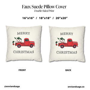 throw pillow with 'Red Truck Cover Christmas' design