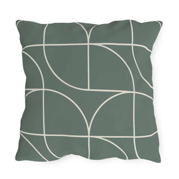 Green & White Art Deco Indoor Outdoor Throw Pillow