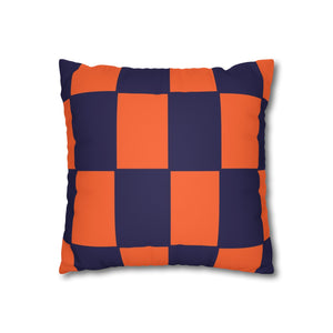 Orange & Purple Checkered Faux Suede Throw Pillow Cover