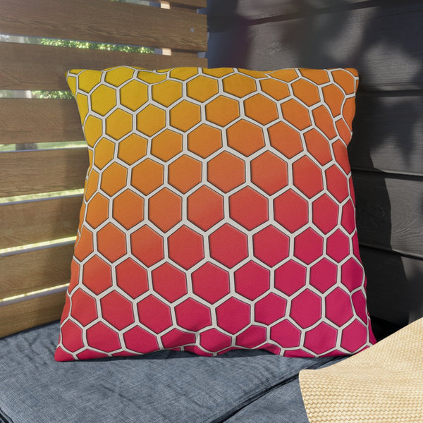 Honeycomb Rainbow Spring Outdoor Throw Pillow