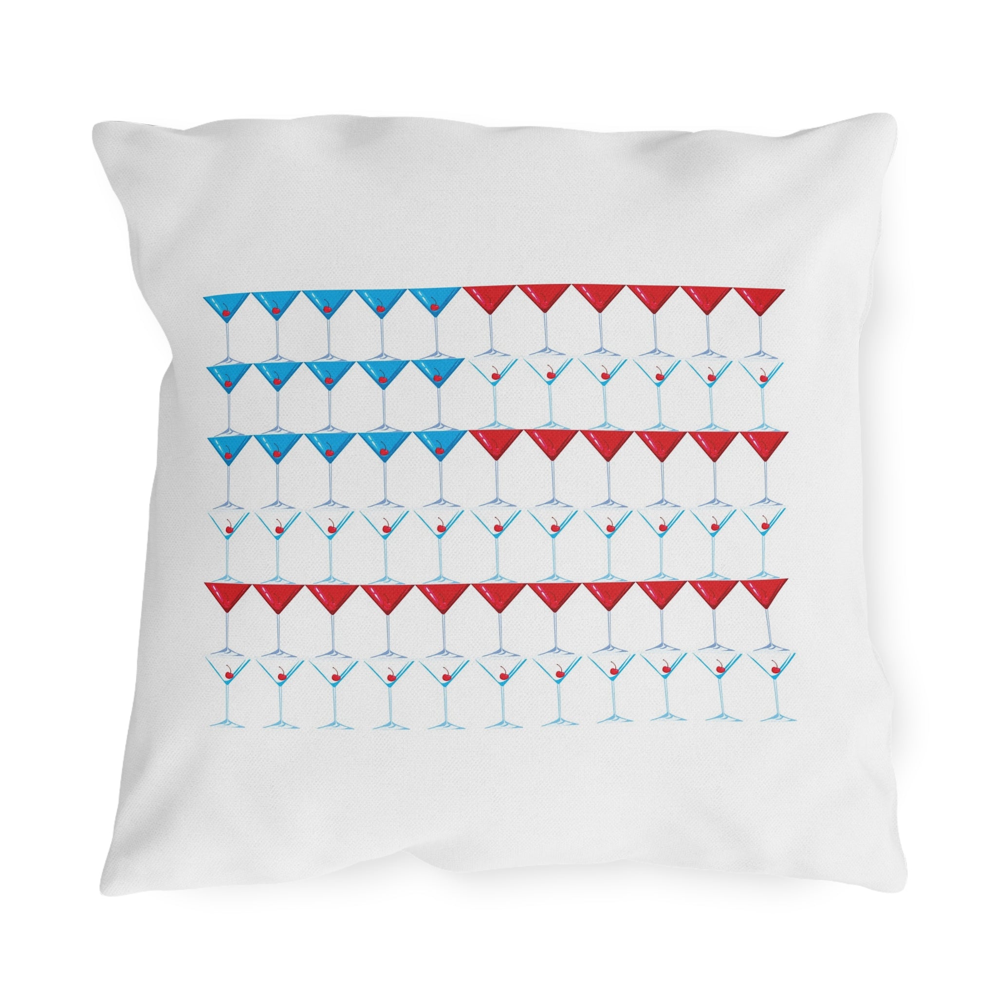 Martini American Flag Patriotic Outdoor Indoor Throw Pillow