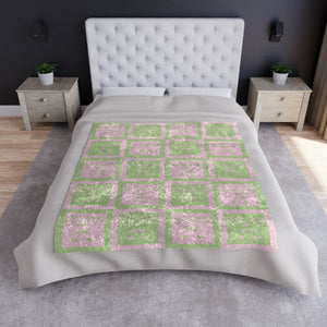Soft sherpa blanket with 'Pastel Candy Cane Throw Soft Checkered Holiday' design