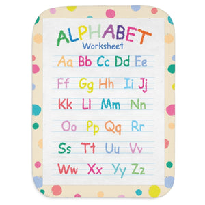 soft sherpa blanket with 'ABC Crayon' design