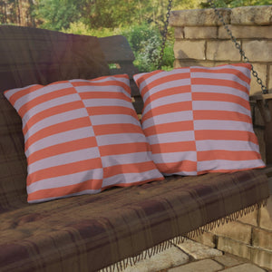 Orange Lilac Striped Indoor Outdoor Throw Pillow