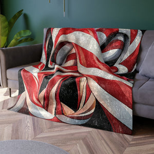 Soft sherpa blanket with 'Candy Cane Twists Holiday Throw' design