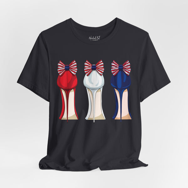 Red White and Blue Stilettos Patriotic Style T-Shirt