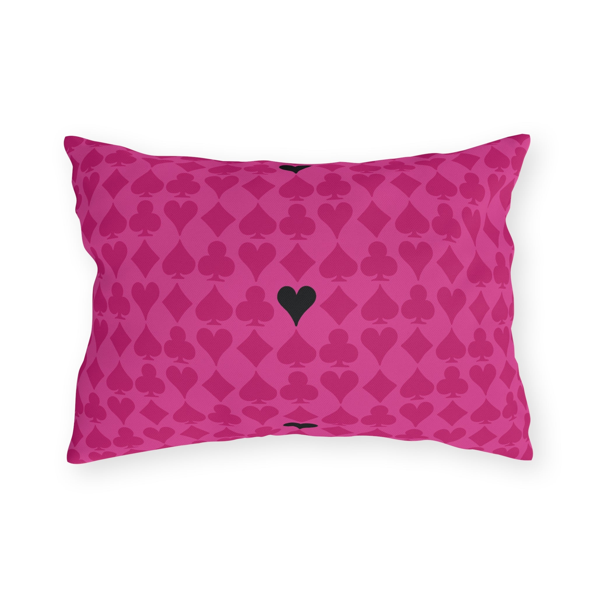 Playing Cards Hearts Pink & Black Chic Throw Pillow