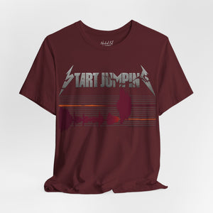 Berry t-shirt with 'Virginia Tech Metallica Seismograph Chart' design on a white background