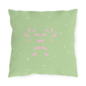Pastel Candy Cane Snow Christmas Throw Pillow