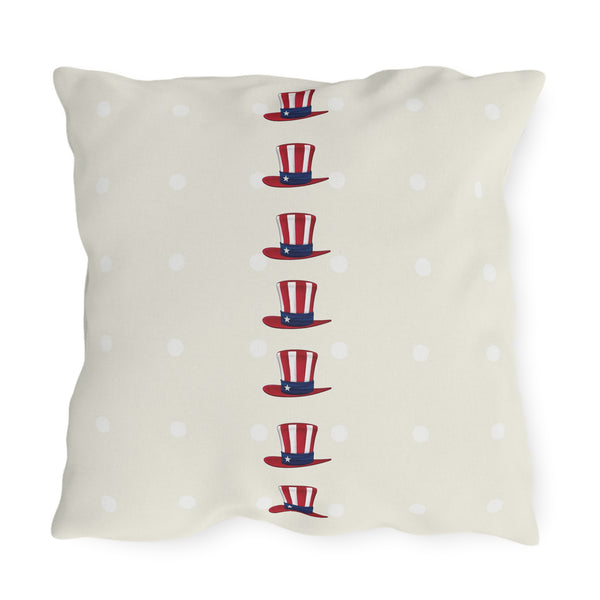 Patriotic Dots and Hats Outdoor Indoor Throw Pillow