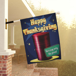 Garden flag with 'Retro Canned Cranberry Funny Thanksgiving' design
