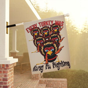 Kung Fu Turkeys Funny Thanksgiving Yard Flag