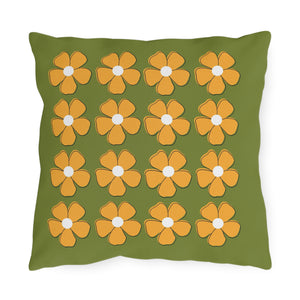 throw pillow with 'Green & Yellow Floral Spring' design