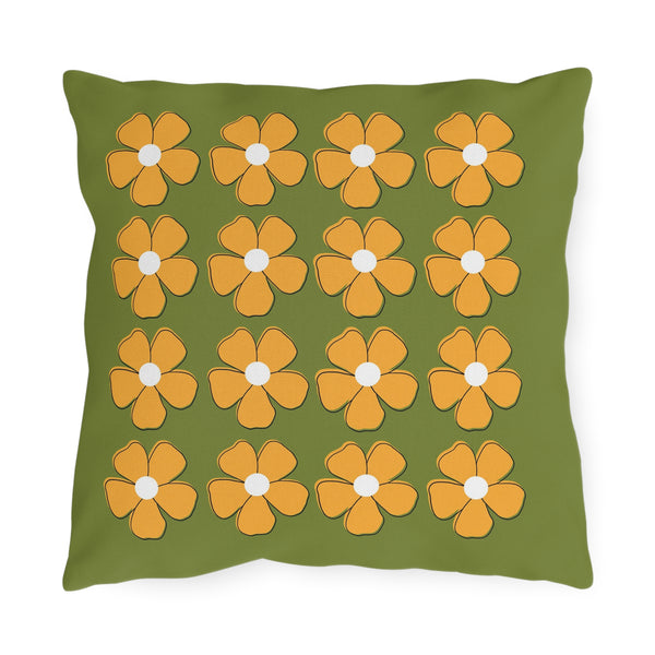 Green Yellow Floral Indoor Outdoor Spring Accent Pillow