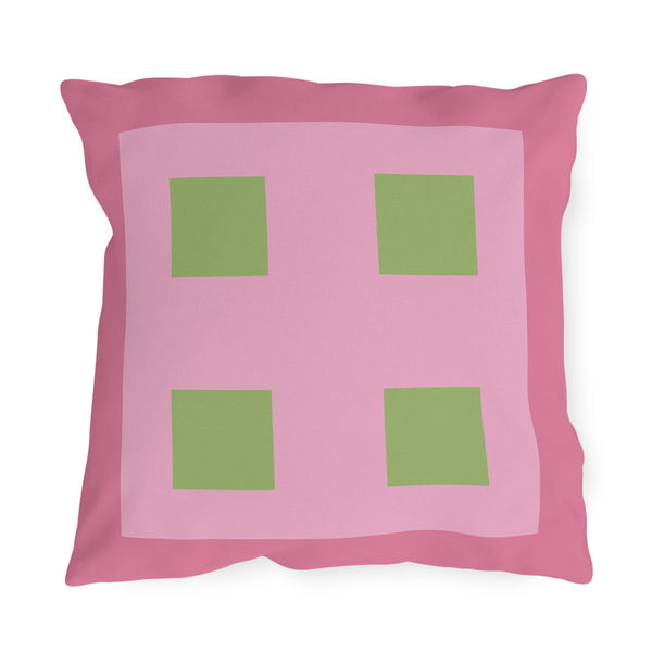 Pastel Pops Pink Green Outdoor Throw Pillow
