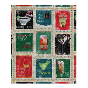 christmas stamps cocktails holiday blanket home decor