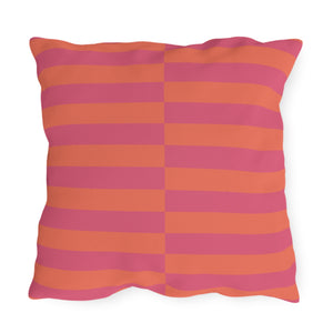 Pink & Orange Striped Indoor Outdoor Throw Pillow