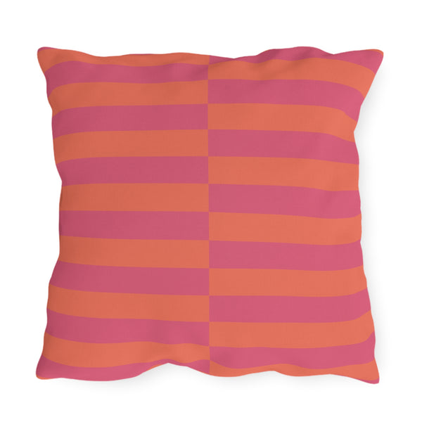 Pink & Orange Striped Indoor Outdoor Throw Pillow