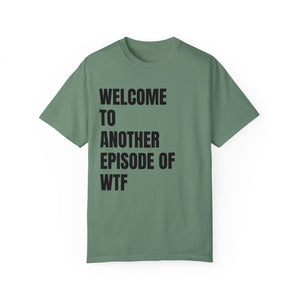 Orchid t-shirt with 'WTF Funny Sarcastic' design on a white background