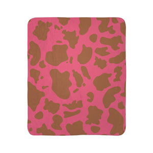 Pink Brown Animal Print Plush Sherpa Throw Blanket