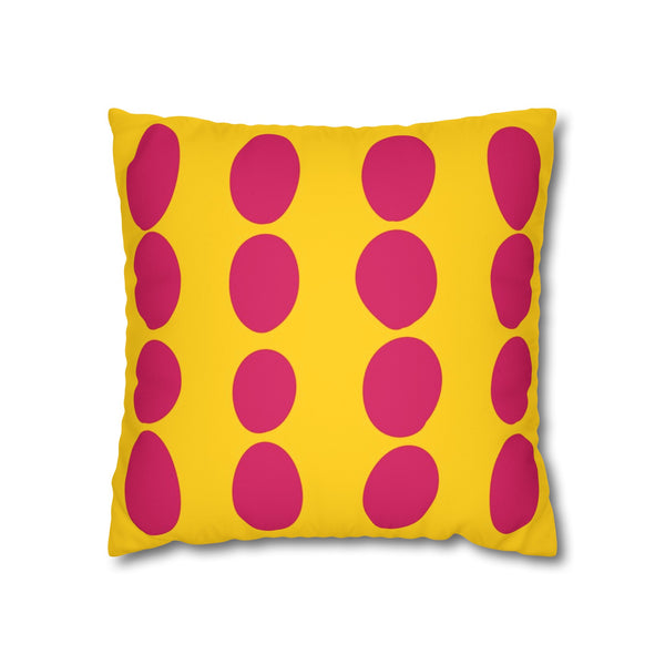 Pink & Yellow Reversible Retro Faux Suede Pillow Cover