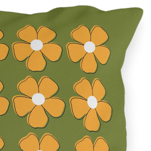 throw pillow with 'Green & Yellow Floral Spring' design