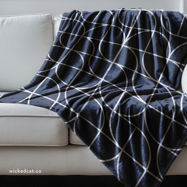 Sapphire Blue Art Deco Decorative Throw Blanket