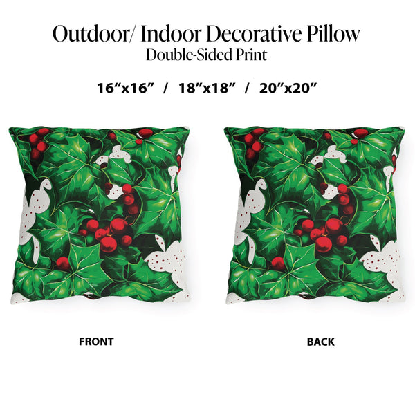 Holiday Ivy Indoor Outdoor Christmas Throw Pillow