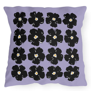throw pillow with 'Purple & Black Floral' design