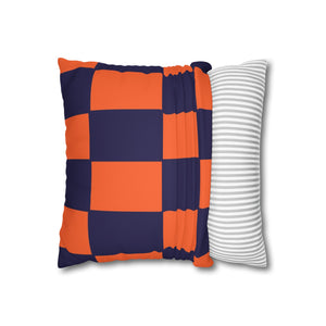 Orange & Purple Checkered Faux Suede Throw Pillow Cover