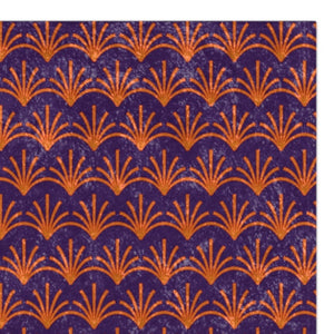 Soft sherpa blanket with 'Purple & Orange Art Deco Decorative Throw' design