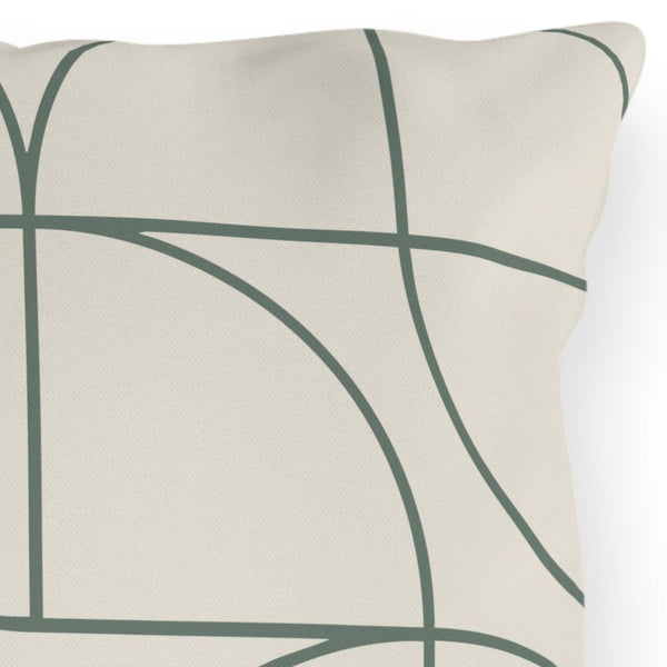 Green & White Art Deco Indoor Outdoor Throw Pillow