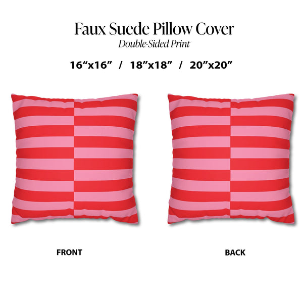 Faux Suede Pillow Cover Pink Candy Cane Holiday Pillow