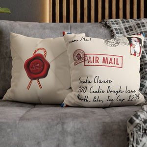 throw pillow with 'Cute Santa Mail Reversible Christmas Cover' design