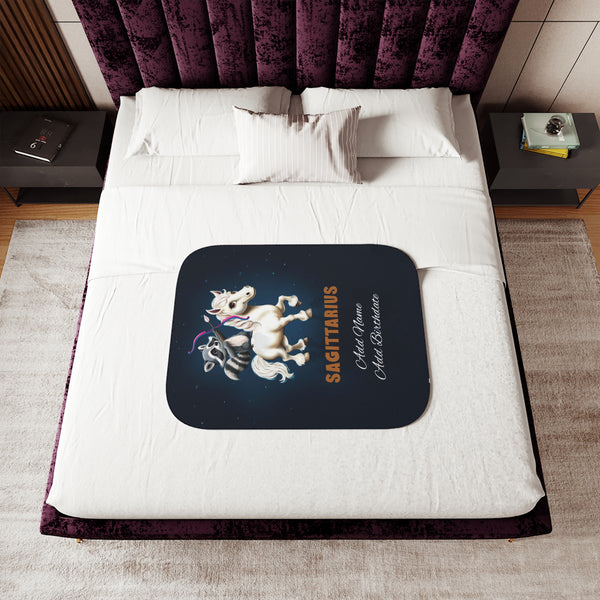 Personalized Sagittarius Zodiac Sherpa Baby Blanket
