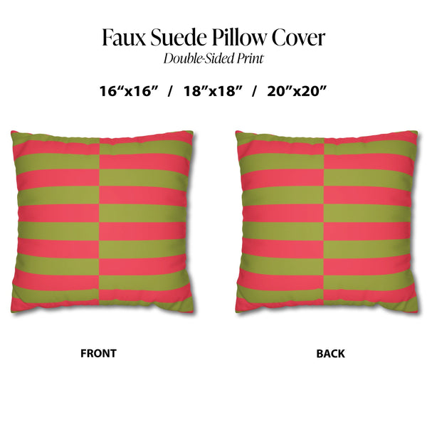 Red and Green Striped Christmas Pillow Cover